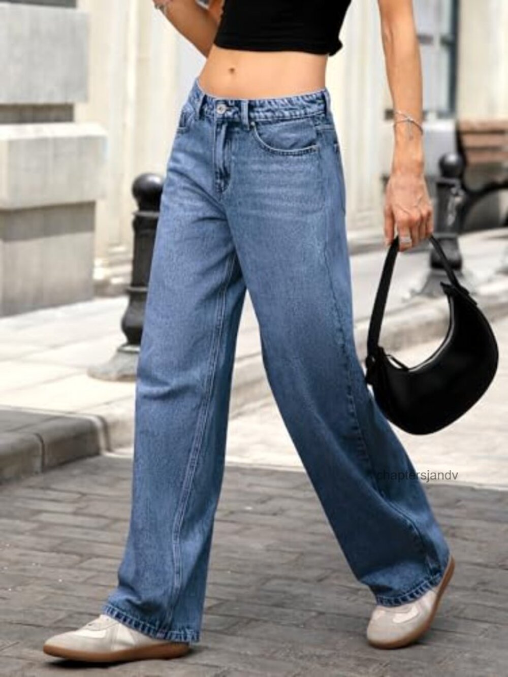 ELLEVEN Low Rise Baggy Jeans Straight Leg Denim Pants - Picture 3 of 6